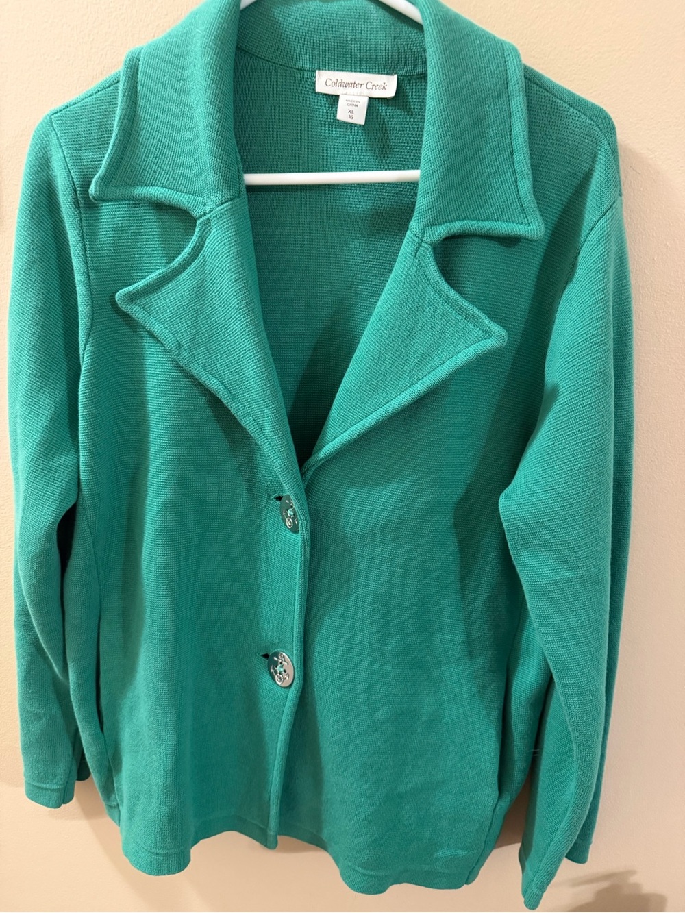 Coldwater Creek Women's Teal-Green Knit Button Front Cardigan size XL